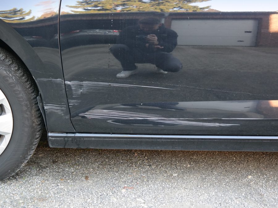 Heckschaden an einem Coupé bei der Begutachtung in Oberhausen